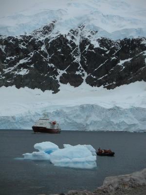 Glacier dwarfs the ship