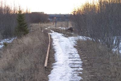 Remnants of track to base
