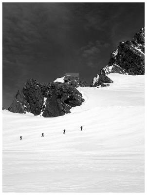 New Zealand (Mt Cook Ntl Park) -- Kelman Hut and Mountaineers