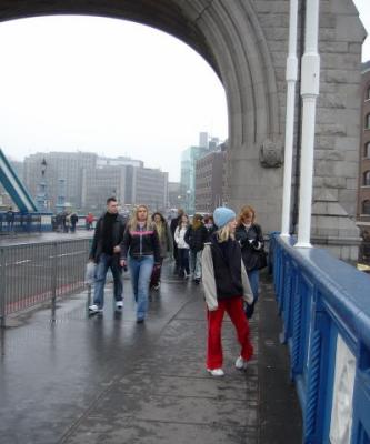 On Tower Bridge in the rain