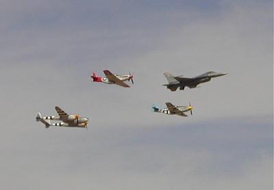 The Heritage Formation.  
An F-16, two P-51's and a P-38.