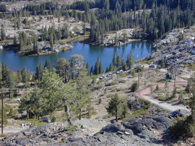 Just south of Cisco Butte are two small lakes which are named SP Lakes. Back when the railroads were using steam locomotives, the Southern Pacific built two small dams to create these lakes to provide a reservoir of water to replenish the water in the tenders of the steam locomotives working to lift trainloads of passengers and freight to Donner Summit.