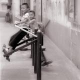 Boys on swing, Dongjiadu, Shanghai 2004