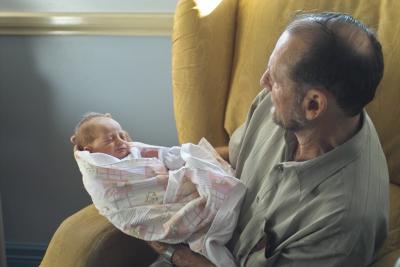 Grandpa Shoei and Newborn Jade