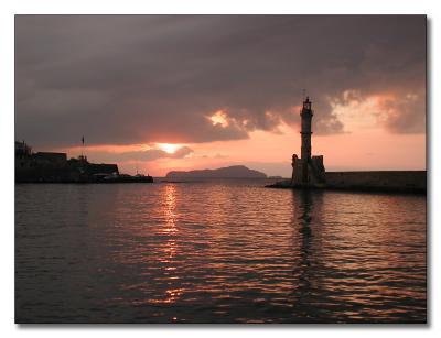 sunset at Chania harbour