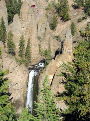 Tower Falls - Note the car on the road at the top of the picture