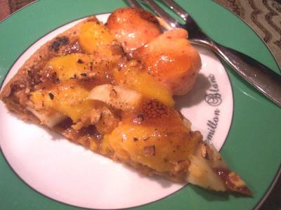 Peach tart with sorbet