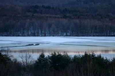 Winter ice on Yellow Creek lake