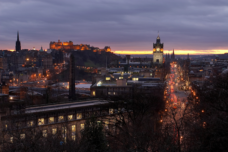Edinburgh City Centre at Dusk