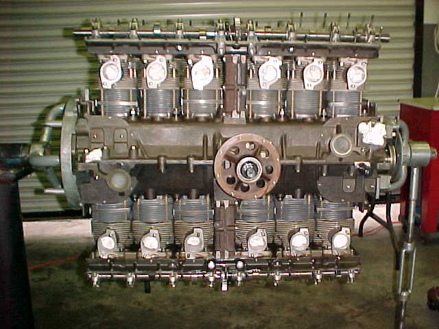 Engine with both cam hsgs. and heads installed top view