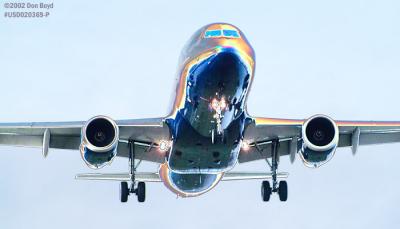 A320 (digitally modified) on short final approach sunset aviation stock photo