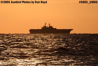 USS Bataan (LHD-5) heading south at sunrise military stock photo #5003