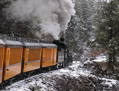 Climbing into the mountains, Durango and Silverton RR (3/23/05)