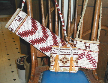 Twana Quiver, and Cowlitz Wallet with deer horn buttons, and small Twana bag.Quivers have solid cedar bottoms.