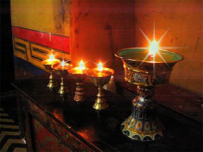 Lamps at Spituk Gompa