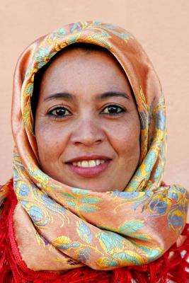 Woman in Peach Scarf