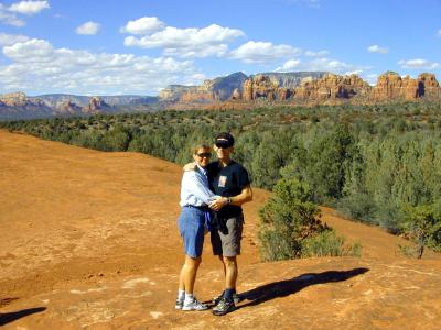 Us and the view.....a little dishevled from the Pink Jeep!