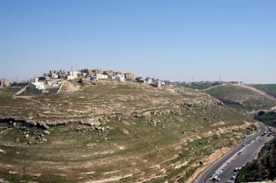 View of a neighboring hill across the King's Highway, Karak