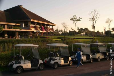 I arrived before the sun and found our golf carts all ready to go...