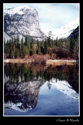 Half Dome in perfect reflection in Yosemite