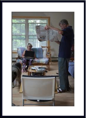 Day 3: Reading the mail and news before a busy day.