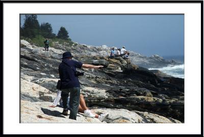 Ron points out a boat struggling through the waves and...