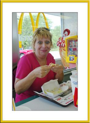 On the way home, we sample a McDonald's lobster roll. Yes folks! They serve Mc'lobster at Mickey D's!