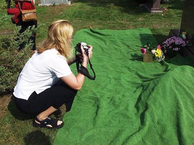 Tara photographs urn and flowers