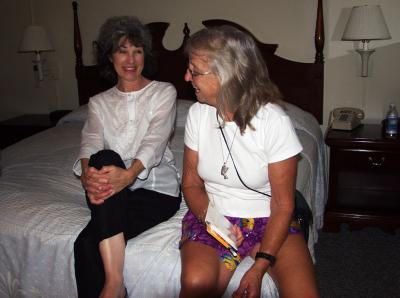 Frances & Priscilla share photographs at the hotel
