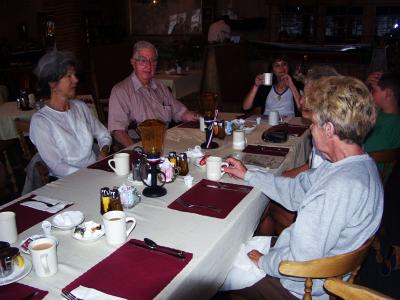 Breakfast--one end of table...