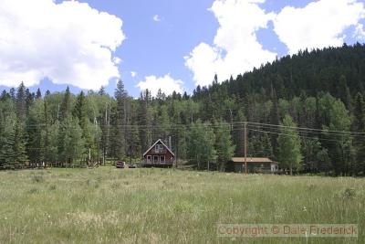 This is a view of the cabin from across the meadow in front of it. This picture is taken facing East.