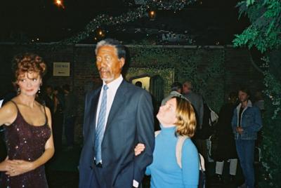 Looking serious with Morgan Freeman and Susan Sarandon.