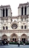 The facade of the Cathedral of Notre Dame. Built from 1100s to 1300s (Gothic).