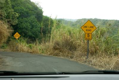 Narrow winding one lane road