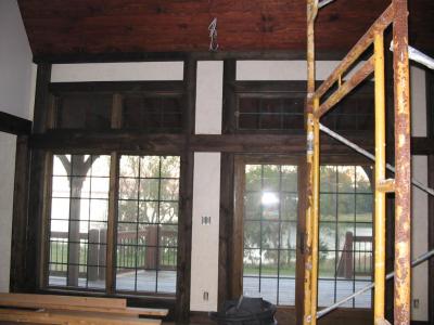 At last, the posts & beams are going up in the great room