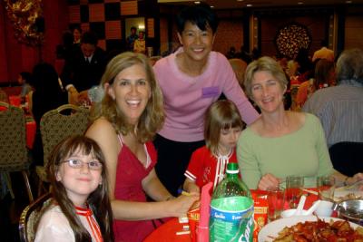 The gorgeous gals of the G. Building.  Check out those cool Chinese outfits that Pauline and Cindy are wearing -- gifts from Iva