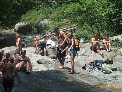 Playing on the rock slide