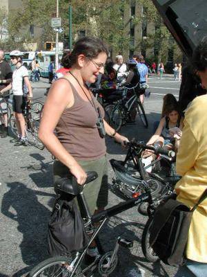 TU's Kerreth admiring a participant's folder parked in the square