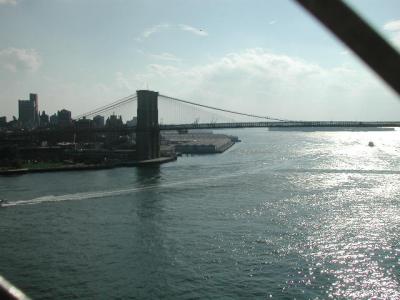 View of the Brooklyn Bridge taken from the Manhattan Bridge