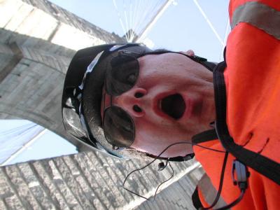 Your gallery owner mugging for the camera on the Brooklyn Bridge