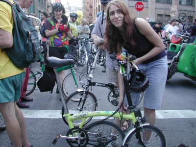 Judy and her Brompton at the Festival