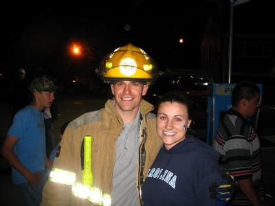 Kelly with a fireman