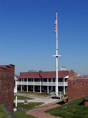 Flagpole and Barracks