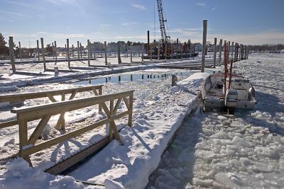Iced In Hyannis Marina Workboat