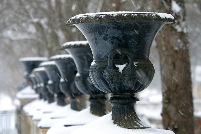 Urns in snow