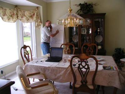 jeff working out of the conference room