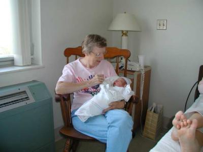 joey likes it when grandma rocks him!