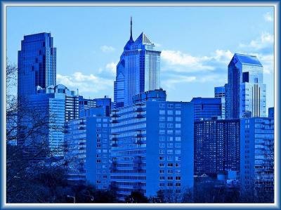 Cool Blue Philly Cityscape