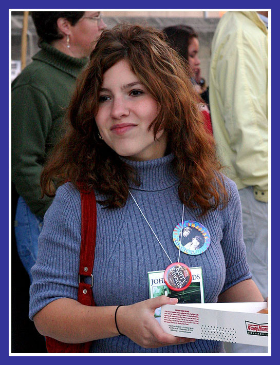 Redhead Volunteer Brings the Donuts to Town Meeting