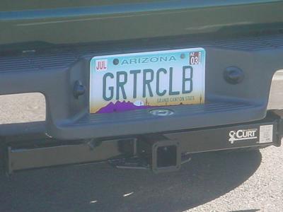 GRTRCLB license plate and new trailer hitch